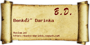 Benkő Darinka névjegykártya